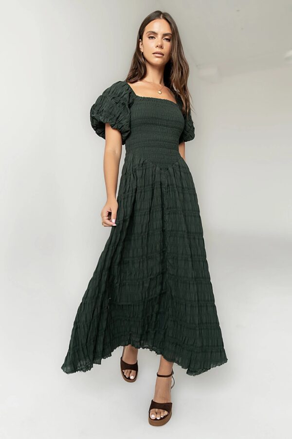 Sher’s Clothing | Elegant Women’s Smocked Puff Sleeve Maxi Dress
