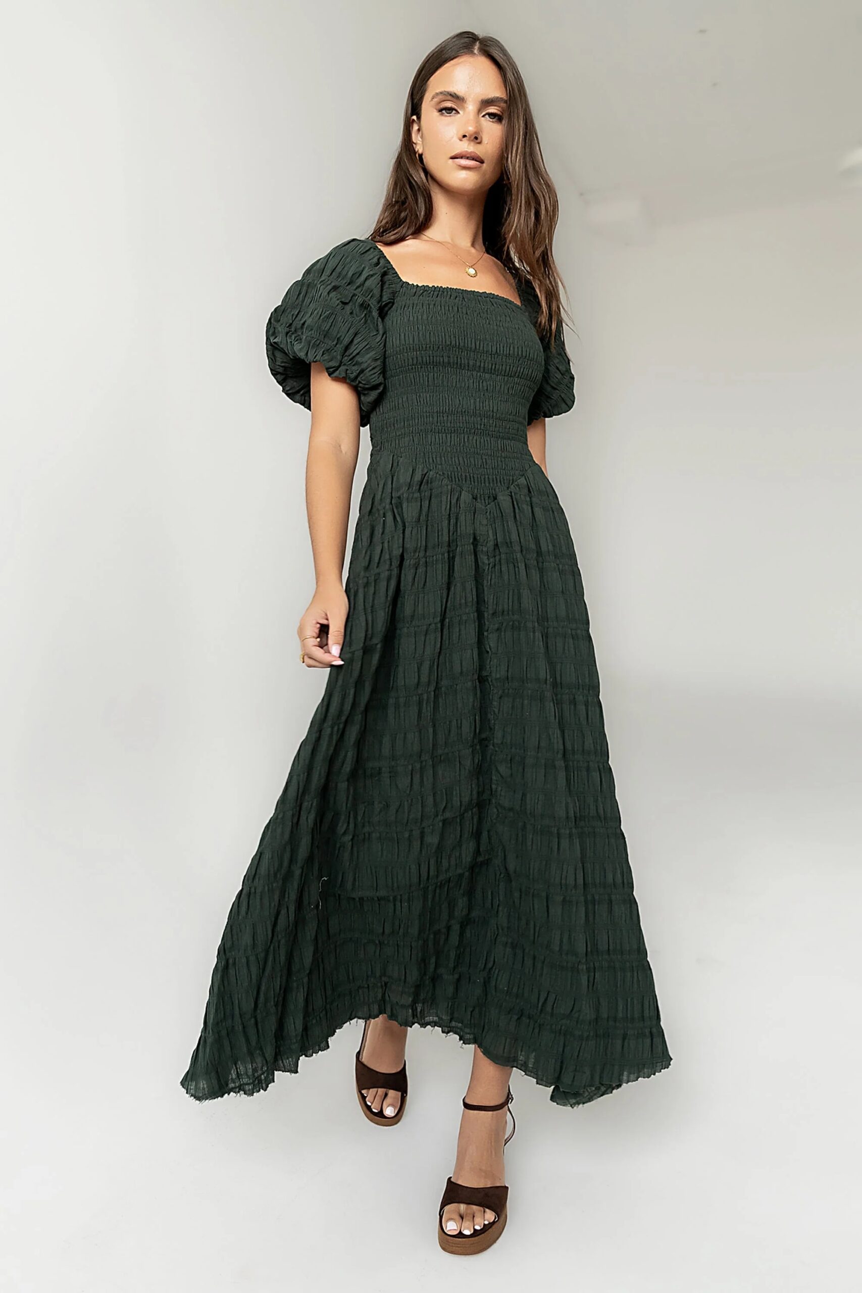 Sher’s Clothing | Elegant Women’s Smocked Puff Sleeve Maxi Dress