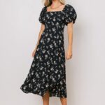 Sher’s Clothing Elegant Floral Puff Sleeve Midi Dress