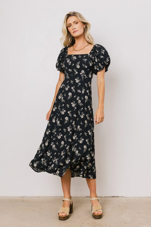 Sher’s Clothing Elegant Floral Puff Sleeve Midi Dress