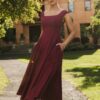 Sher’s Clothing | Elegant Wine Red Women’s Maxi Dress