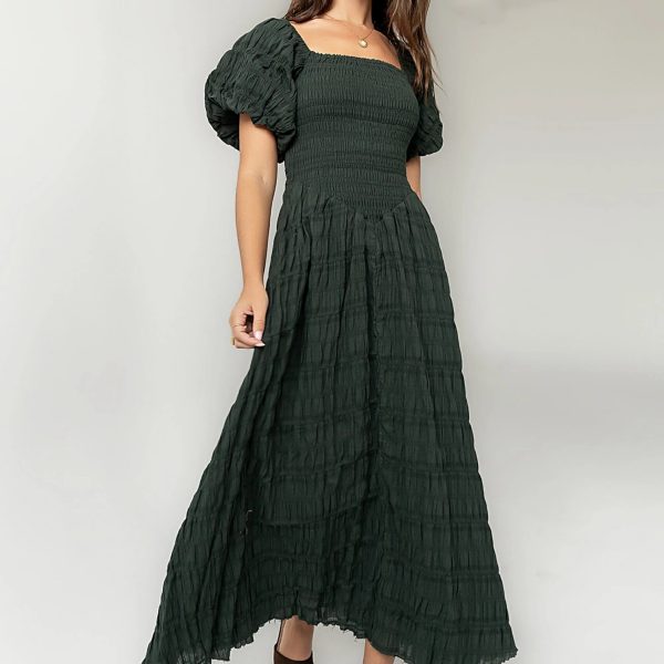 Sher’s Clothing | Elegant Women’s Smocked Puff Sleeve Maxi Dress